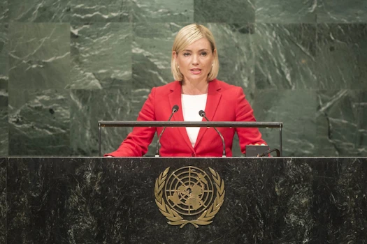 Lilja Alfreðsdóttir utanríkisráðherra ávarpar allsherjarþing Sameinuðu þjóðanna 24. september 2016. 