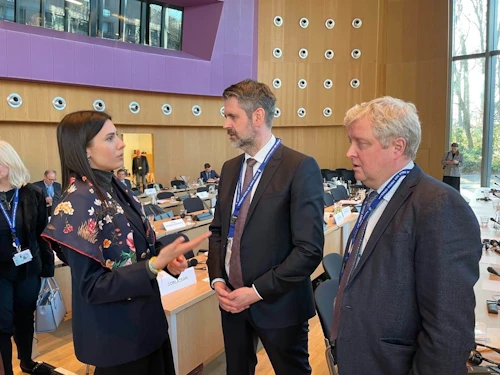 Mariia Mezentseva, formaður landsdeildar Úkraínu á Evrópuráðsþinginu, Martin Eyjólfsson ráðuneytisstjóri og Bjarni Jónsson, formaður Íslandsdeildar Evrópuráðsþingsins
