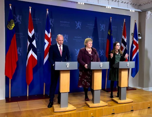 Katrín Jakobsdóttir, forsætisráðherra, ásamt Adrian Hasler, forsætisráðherra Liechtenstein og Ernu Solberg, forsætisráðherra Noregs.