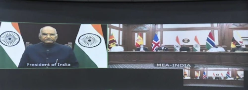Ram Nath Kovind forseti Indlands tók við trúnaðarbréfum frá sendiherra Íslands og sendiherrum fjögurra annara ríkja á fjarfundi.
