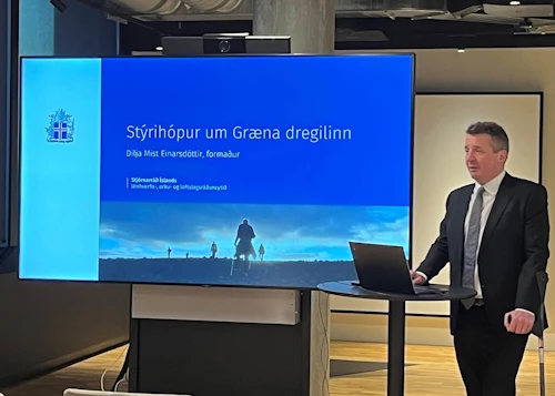 Guðlaugur Þór Þórðarson, umhverfis-, orku- og loftslagsráðherra ávarpar stýrihópinn. 