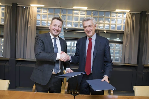 Guðlaugur Þór Þórðarson og Filippo Grandi, frkvstj. UNHCR