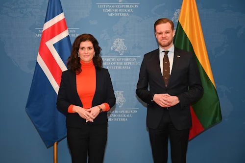 Þórdís Kolbrún Reykfjörð Gylfadóttir utanríkisráðherra og Gabrielius Landsbergis, utanríkisráðherra Litháen.
