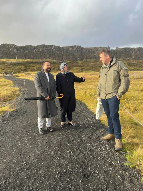 Dr. Varsen Aghabekian gafst tækifæri til að skoða sig um á Þingvöllum í gær.