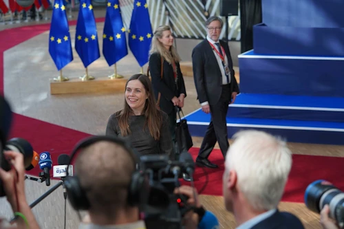 Katrín Jakobsdóttir, forsætisráðherra, á afmælisfundi EES-samningsins í Brussel