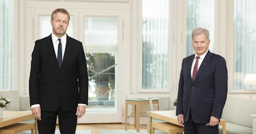 Auðunn Atlason, sendiherra Íslands í Finnlandi (t.v.), og Sauli Niinistö, forseti Finnlands.