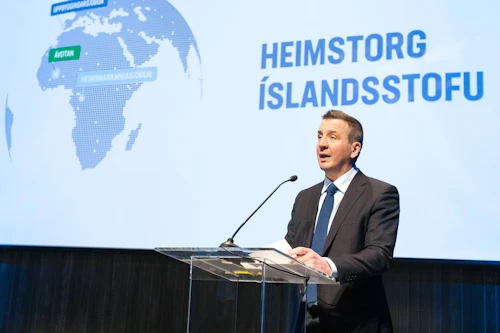 Guðlaugur Þór Þórðarson utanríkis- og þróunarsamvinnuráðherra við opnun Heimstorgs Íslandsstofu.