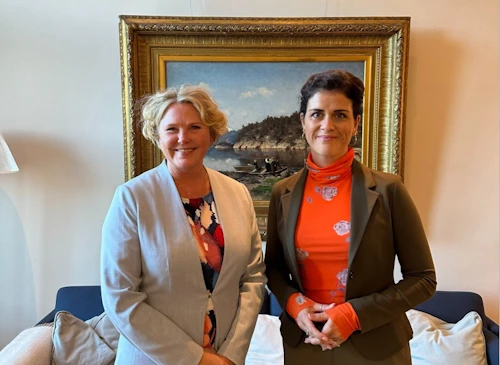 Anne Beathe Tvinnereim, þróunarmálaráðherra Noregs og Þórdís Kolbrún Reykfjörð Gylfadóttir utanríkisráðherra í Ósló.