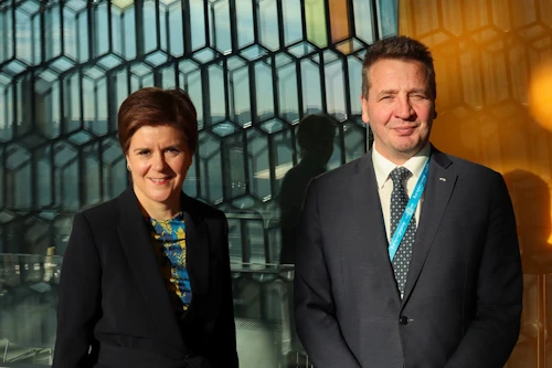 Nicola Sturgeon, fyrsti ráðherra skosku heimastjórnarinnar, átti tvíhliða fund með Guðlaugi Þór Þórðarsyni, utanríkis- og þróunarsamvinnuráðherra.