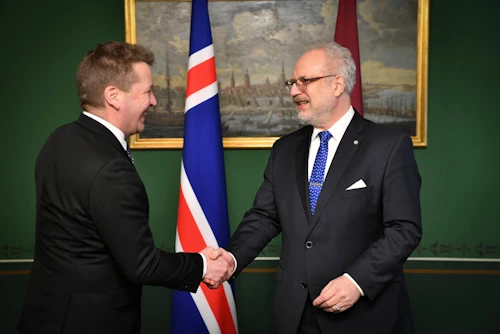 Guðlaugur Þór Þórðarson og Egils Levits, forseti Lettlands
