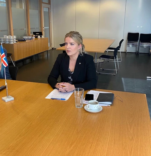 Áslaug Arna Sigurbjörnsdóttir dómsmálaráðherra á óformlegum fjarfundi ráðherra dómsmála og innanríkismála innan Evrópu