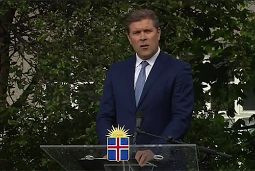 Bjarni Benediktsson, forsætisráðherra, flytur ávarp á 17. júní á Austurvelli