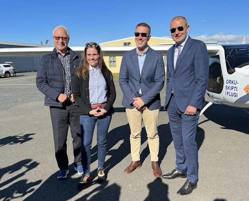 Friðrik Pálsson, Katrín Jakobsdóttir forsætisráðherra, Matthías Sveinbjörnsson og Guðni Th. Jóhannesson, forseti Íslands.