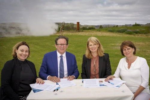 Eva Björk Harðardóttir, formaður Samtaka sunnlenskra sveitarfélaga, Kristján Þór Júlíusson, sjávarútvegs- og landbúnaðarráðherra, Kristín Linda Árnadóttir, aðstoðarforstjóri Landsvirkjunar og Ragnheiður I. Þórarinsdóttir, rektor Landbúnaðarháskóla Íslands