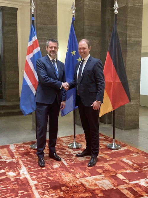 Martin Eyjólfsson, ráðuneytisstjóri utanríkisráðuneytisins, ásamt Nils Hilmer, ráðuneytisstjóra varnarmálaráðuneytis Þýskalands.