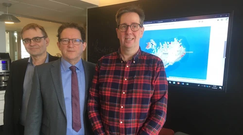 Sigurður Guðjónsson forstjóri Hafrannsóknastofnunar, Kristján Þór Júlíusson, sjávarútvegs- og landbúnaðarráðherra og Ragnar Jóhannsson sviðsstjóri fiskeldis og fiskiræktar á Hafrannsóknastofnun