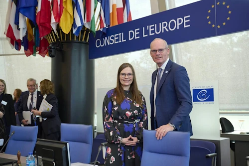 Katrín Jakobsdóttir forsætisráðherra og Simon Coveney, utanríkisráðherra Írlands.