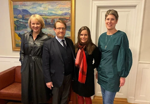 Hanna Birna Kristjánsdóttir, stjórnarformaður Heimsþings kvenleiðtoga, Birgir Ármannsson, forseti Alþingis, Katrín Jakobsdóttir, forsætisráðherra, og Silvana Koch-Mehrin, forseti og stofnandi WPL.