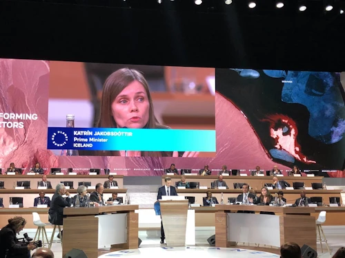Katrín Jakobsdóttir, forsætisráðherra, segir frá markmiðum um kolefnishlutlaust Ísland árið 2040