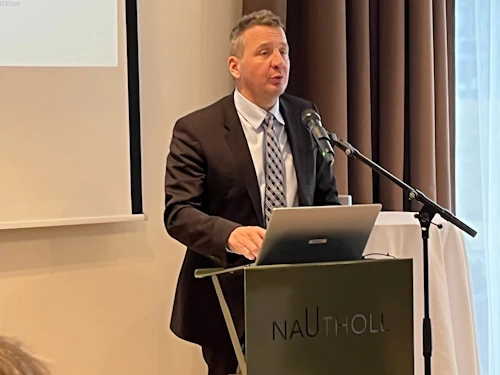Guðlaugur Þór Þórðarson, umhverfis-, orku- og loftslagsráðherra ávarpar fundinn.