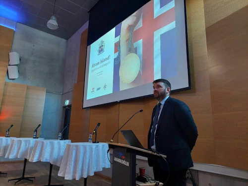 Ásmundur Einar Daðason, mennta- og barnamálaráðherra, kynnir áform um eflingu afreksíþróttastarfs
