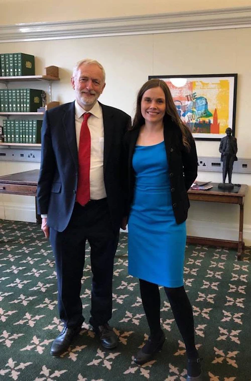 Katrín Jakobsdóttir forsætisráðherra og Jeremy Corbyn, formaður Verkamannaflokksins og leiðtogi stjórnarandstöðunnar