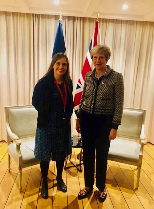 Katrín Jakobsdóttir, forsætisráðherra Íslands, og Theresa May, forsætisráðherra Bretlands