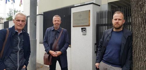 Íslensku friðargæsluliðarnir í Eystrasaltsríkjunum. Frá vinstri: Björn Malmquist, Sveinn Helgason og Magnús Geir Eyjólfsson