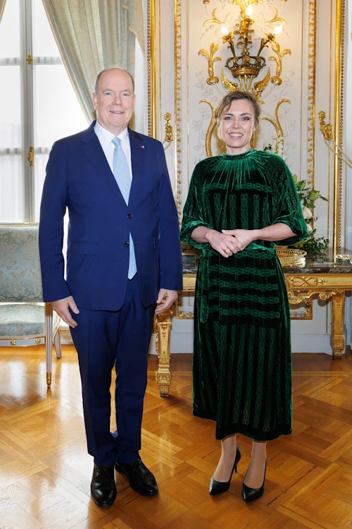 Við afhendingu trúnaðarbréfs í Mónakó.  Albert II og María Mjöll Jónsdóttir.