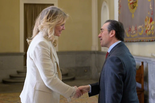 Þorgerður Katrín Gunnarsdóttir utanríkisráðherra og José Manuel Albares utanríkisráðherra Spánar.