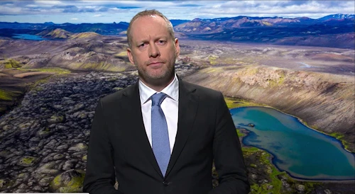 Guðmundur Ingi Guðbrandsson, umhverfis- og auðlindaráðherra, flytur ávarp á Climate Adaptation Summit.