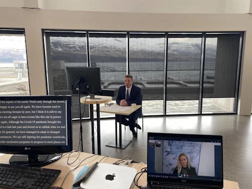 Ráðherra flutti ávarp sitt á fjarfundinum frá Hofi á Akureyri