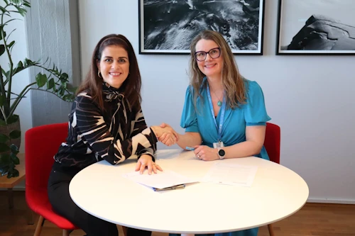 Þórdís Kolbrún Reykfjörð Gylfadóttir utanríkisráðherra og Birna Þórarinsdóttir, framkvæmdastjóri UNICEF á Íslandi.