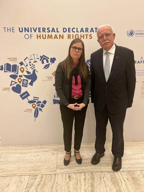 Katrín Jakobsdóttir forsætisráðherra og Riyad al-Maliki, utanríkisráðherra Palestínu