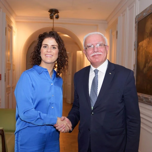 Þórdís Kolbrún Reykfjörð Gylfadóttir utanríkisráðherra og Riad Malki utanríkisráðherra Palestínu.