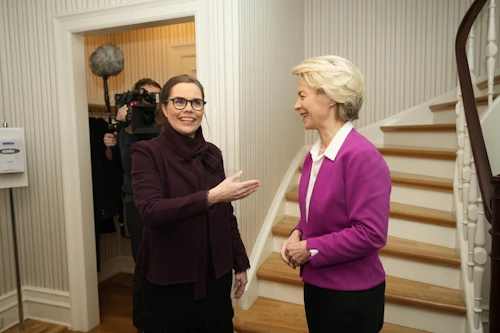 Katrín Jakobsdóttir forsætisráðherra og Ursula von der Leyen, forseti framkvæmdastjórnar ESB.