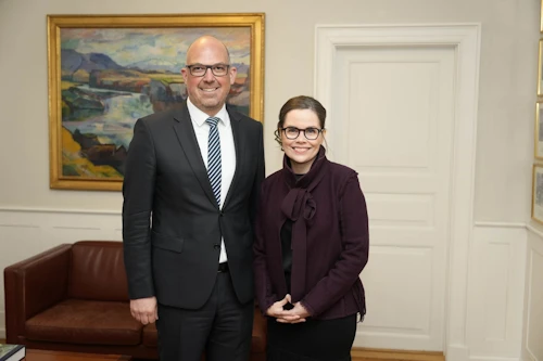 Katrín Jakobsdóttir forsætisráðherra og Daniel Risch, forsætisráðherra Liechtenstein.