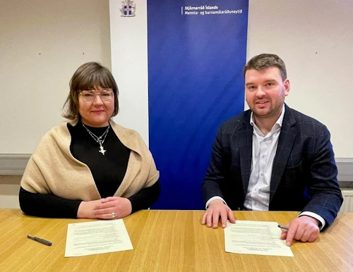 Ellen Calmon framkvæmdastýra Barnaheilla og Ásmundur Einar Daðason, mennta- og barnamálaráðherra