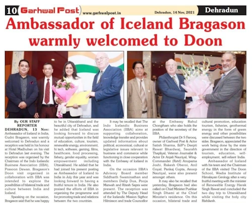 Sagt var frá heimsókninni í dagblaðinu Garwhal Post