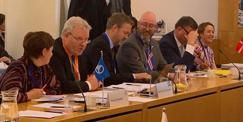 Sigurður Ingi Jóhannsson, samstarfsráðherra Norðurlanda, á fundi samstarfsráðherra í Norrænu ráðherranefndinni í Stokkhólmi í dag.