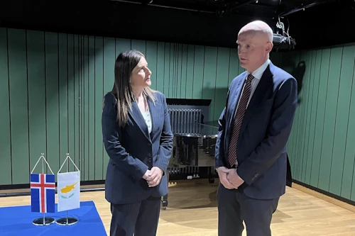 Frá fundi Eyjólfs Ármannssonar innviðaráðherra með Marina Hadjimanolis, ráðherra siglingamála á Kýpur.