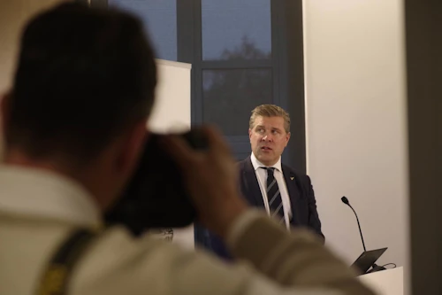 Bjarni Benediktsson kynnir fjárlagafrumvarp fyrir árið 2019 á blaðamannafundi í fjármála- og efnahagsráðuneytinu.  Mynd/Pressphotos 
