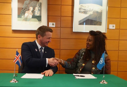 Guðlaugur Þór Þórðarson og Nafissatou Diop, yfirmaður samstarfsverkefnisins