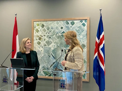 Af fréttamannafundi í utanríkisráðuneytinu í dag.
