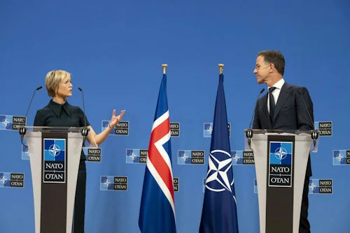Kristrún Frostadóttir forsætisráðherra og Mark Rutte, framkvæmdastjóri Atlantshafsbandalagsins.