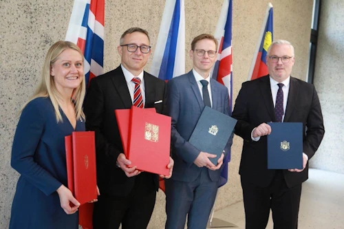 Ágúst Már Ágústsson, varamaður sendiherra gagnvart Tékklandi, ásamt kollegum frá Noregi, Liechtensten og Tékklandi.
