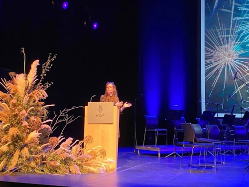 Katrín Jakobsdóttir, forsætisráðherra, greindi frá gjöf ríkisins í Hofi í dag.
