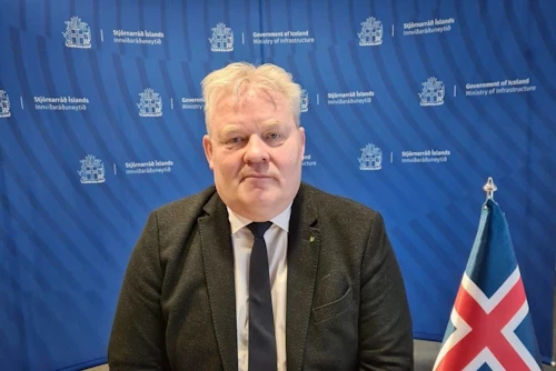 Sigurður Ingi Jóhannsson, innviðaráðherra, við upphaf fundar norrænna samgönguráðherra.