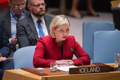 Lilja Alfreðsdóttir ávarpar öryggisráðið.