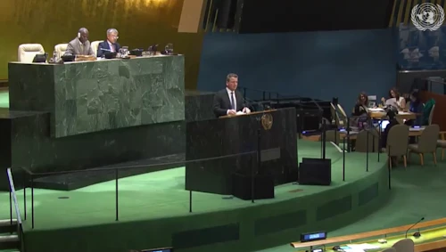 Guðlaugur Þór Þórðarson ávarpar 74. allsherjarþing Sameinuðu þjóðanna haustið 2019